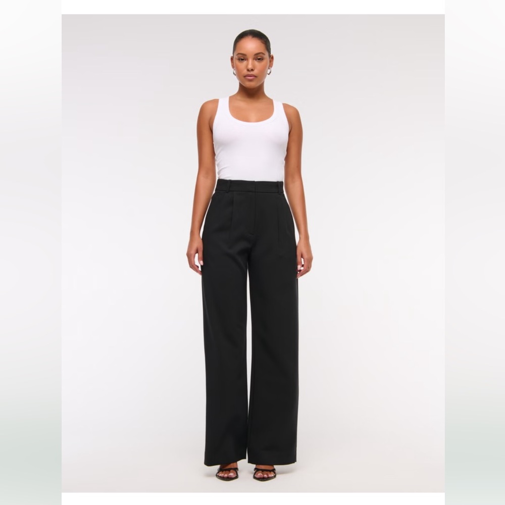 Abercrombie & Fitch High-Waist Wide-Leg Trousers - Black